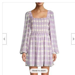 Toccin New York Mini Dress Lavender Smocked Puff Sleeve Mini Size Small